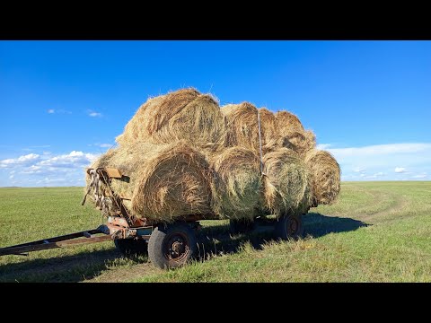 Видео: Прицеп для перевозки рулонов сена.