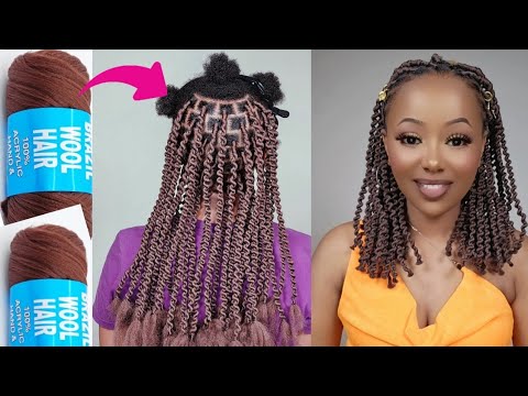 Видео: Классическая и элегантная бразильская прическа из шерсти на коротких натуральных волосах