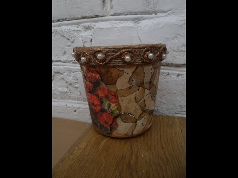 Видео: Кашпо в технике ложный мрамор. Мастер-класс/Kashpo in the technique of false marble. Master Class