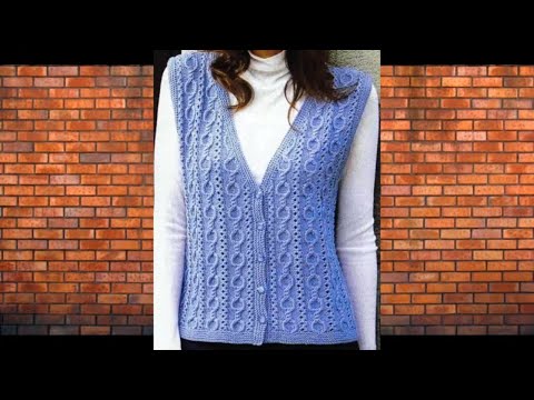 Видео: Жилет спицами красивым узором.Шикарный узор для кардиганов и свитеров.