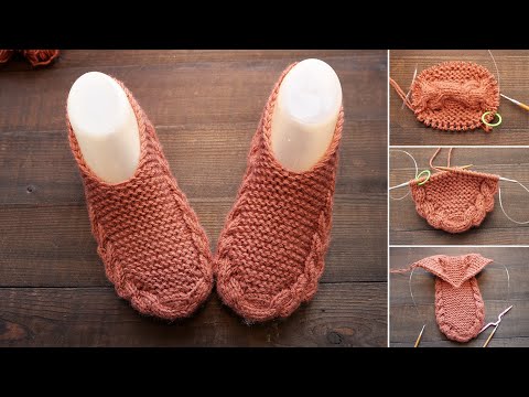 Видео: Новый способ вязания бесшовных следков спицами ♚ New seamless slippers knitting tutorial