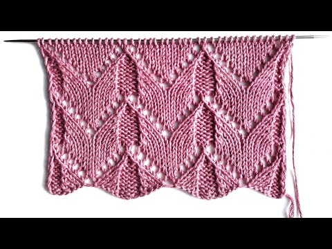 Видео: Горизонтальные ажурные зигзаги спицами для вязания джемперов, палантинов, косынок