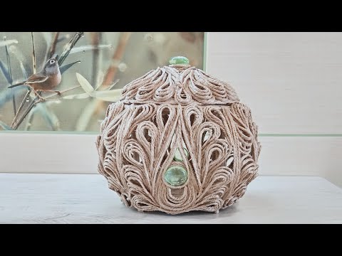 Видео: Шкатулка в технике джутовая филигрань - Изделия из джута - Jute craft ideas/© 2020 г