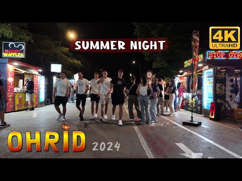 Видео: OHRID, Macedonia (2024) *Summer Night WALK TOUR* 【4K】 🚶‍♂️ ОХРИД, Македонија (Лето 2024) 🇲🇰