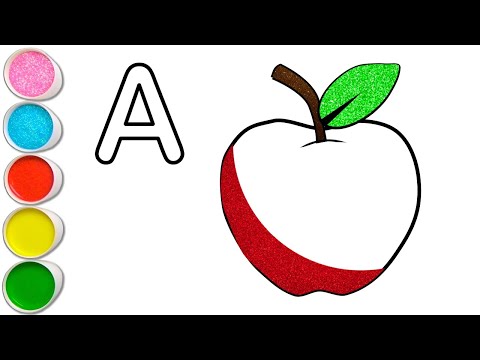 Видео: Давайте научимся рисовать яблоко для детей и малышей | Буква «А» для яблока | Рисование и раскраш...