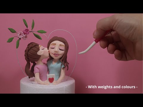 Видео: Топпер для торта ко Дню Матери 🌹 - Мама и дочка - глина или помадка