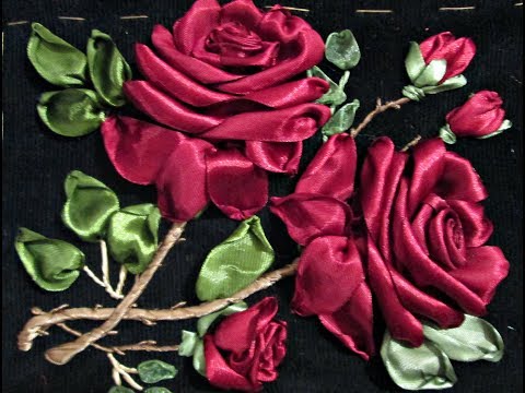 Видео: Розы с шипами. Вышивка лентами. Roses with thorns. Embroidery ribbons.