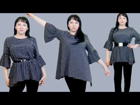Видео: Блузка-туника-разлетайка по косой. Крой на ткани. 