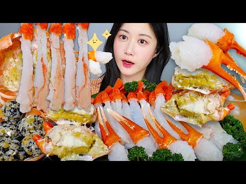 Видео: Сырой Красный Снежный Краб🦀 Сладкий Сырой Краб😋✨ | eating show | asmr mukbang korean