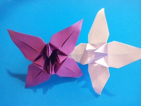 Видео: Оригами цветок "Ирис". Origami flower iris. 折纸花虹膜