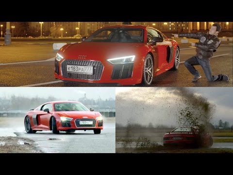Видео: Тест суперкара Audi R8 V10 plus 610 сил + стенд + 0-325 км/ч + восемь R8!)
