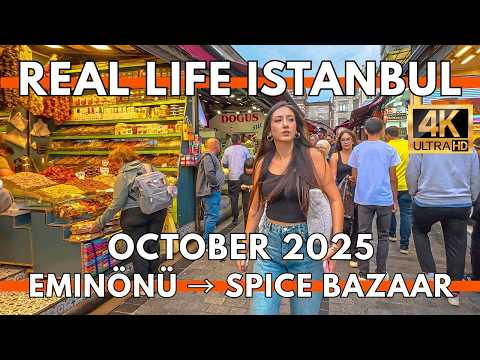 Видео: Прогулка по Стамбулу в реальном времени в формате 4K — от рынка Эминёню до Египетского базара/рын...
