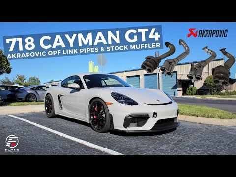Видео: Выхлопная система 718 GT4 Cayman — соединительные трубы Akrapovic OPF и штатный глушитель (устано...