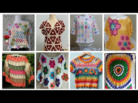 Видео: Более 100 привлекательных и стильных дизайнов вязаных крючком топов, блузок, курток, сари и платьев