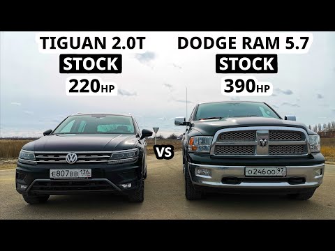 Видео: ГОНКА до 230км/ч. DODGE RAM 5.7 vs TIGUAN 2.0T 220 vs FORD F150 2.7T