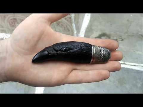 Видео: Процесс резьбы рукояти "Ворон"(The process of carving "Raven").