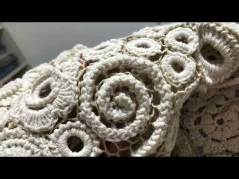 Видео: Ирландское кружево - соединение мотивов.  Irish lace - how to join motifs between with needle thread