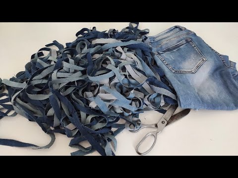 Видео: Собираю джинсы для очаровательного коврика. Такую красоту хоть на продажу выставляй, сметут на раз