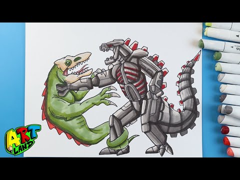 Видео: Как нарисовать МЕХАГОДЗИЛЛУ ПРОТИВ СКАЛЛКРАУЛЕРА!!!