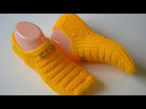 Видео: Бесшовные следки на двух спицах