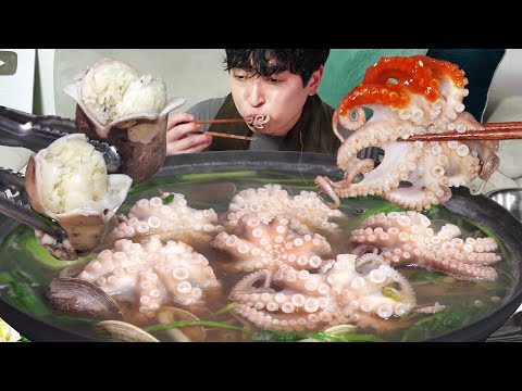 Видео: Осьминог-перепончатоногий сябу-сябу!! MUKBANG REALSOUND ASMR EATINGSHOW