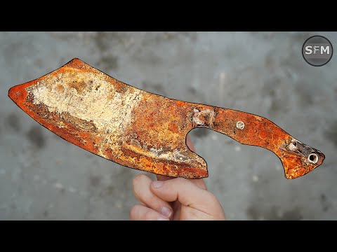 Видео: Реставрация очень ржавого старого большого кухонного ножа