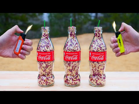 Видео: Эксперимент: Спички в Стеклянных Бутылках Кока-Колы