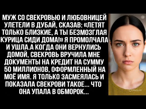 Видео: МУЖ СО СВЕКРОВЬЮ И ЛЮБОВНИЦЕЙ УЛЕТЕЛИ В ДУБАЙ, СКАЗАВ: «ЛЕТЯТ БЛИЗКИЕ, А ТЫ БЕЗМОЗГЛАЯ СИДИ ДОМА!»
