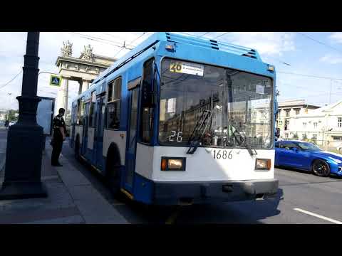Видео: Троллейбус, маршрут №26 ПТЗ-5283 б.1686 (20.07.2020) Санкт-Петербург