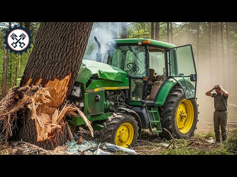 Видео: Авария трактора John Deere | Удивительные сельскохозяйственные технологии | Безумные моменты с ко...