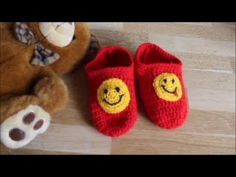 Видео: Смайлики - детские забавные тапочки крючком. Легко и просто.
